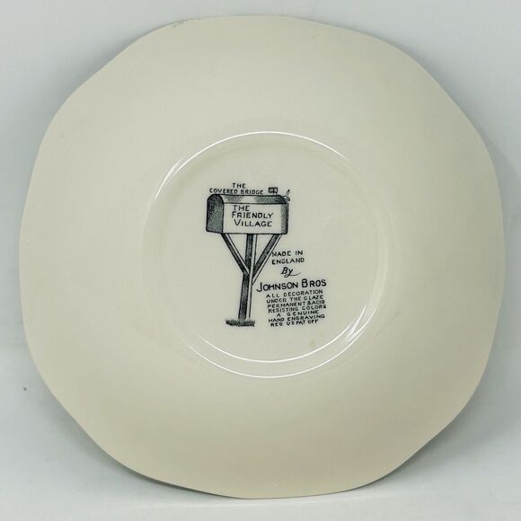 Johnson Bros Friendly Village Small Bowls Red Covered Bridge Dessert Fruit Set 4 - Picture 5 of 5